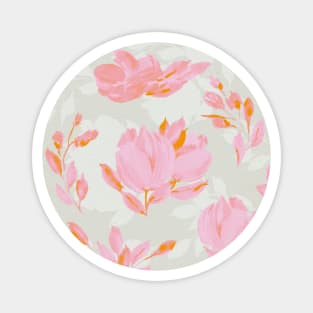 Floral Watercolour Garden pink and orange flowers Magnet